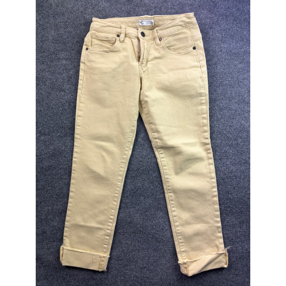 Carve Designs Jeans Women 0 Yellow Slim Fit Raw Hem Cropped Denim Pants